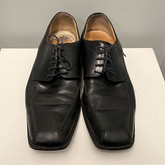 Pronto Uomo Men's Black Square Toe Lace Up Leather Oxford Shoes Size 10 - Picture 3 of 13